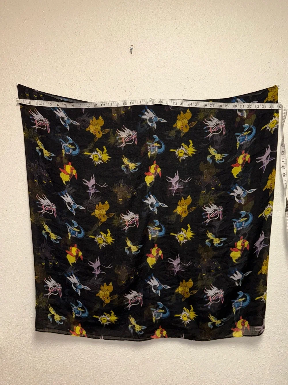 Bioworld Black Infinity Scarf with Yellow, Pink, Blue and Red Character Motifs